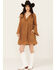 Image #1 - Wishlist Women's Lace Trim Long Sleeve Mini Dress, Cognac, hi-res