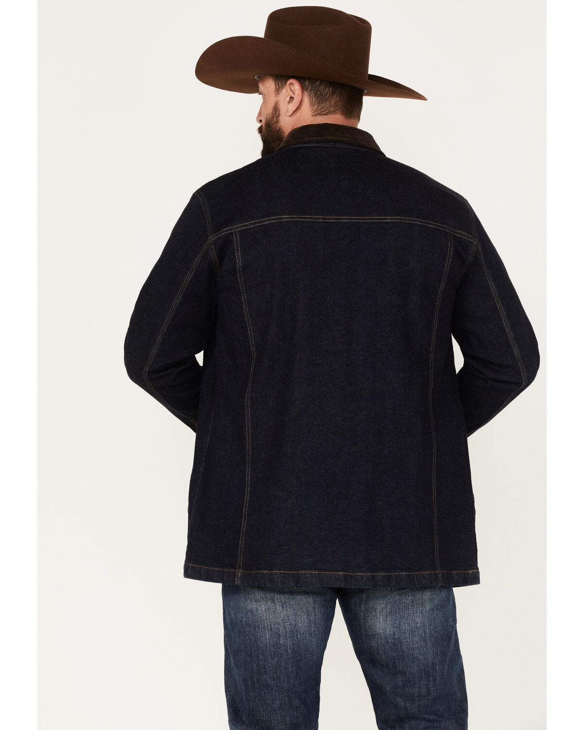 Flygo Herren Jeansjacke Western Style – Mit Flanellfutter, Denim, Cowboy-Schnitt, Maschinenwaschbar