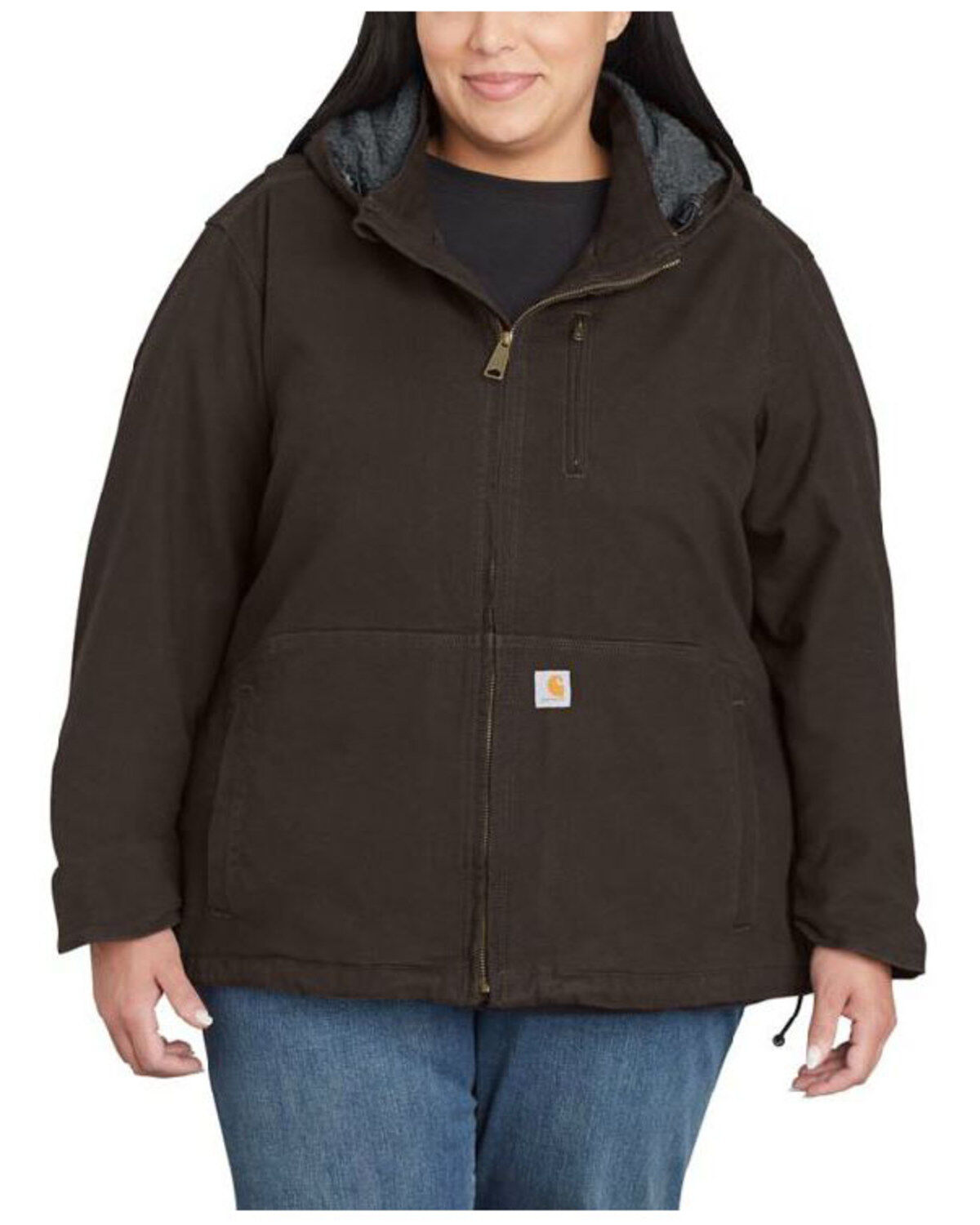 Image #1 - Carhartt Women's Dark Brown Full Swing Caldwell Duck Jacket - Plus, , hi-res
