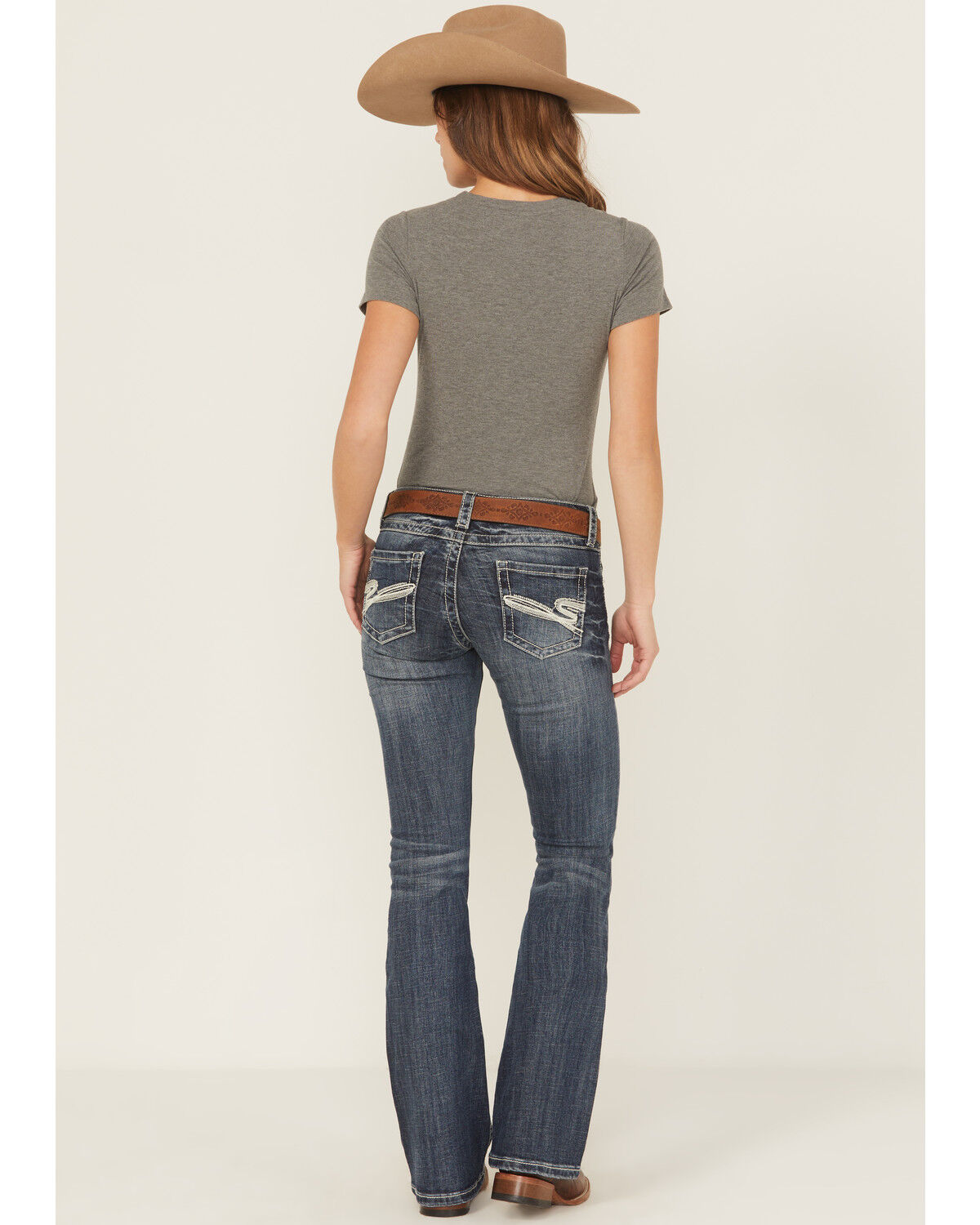 Image #3 - Stetson Women's 816 Fit White "S" Stitch Bootcut Jeans, Denim, hi-res