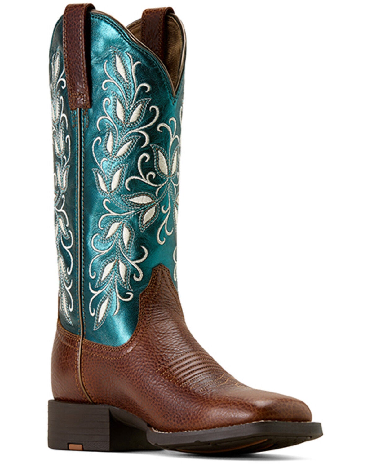 Ariat Women's Round Up Holly Performance Western Boots - Broad Square Toe, Brown, hi-res