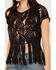 Shyanne Women's Hand Macrame Fringe Top, Black, hi-res