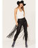 Wonderwest Women's Leather Fringe Pants, Black, hi-res