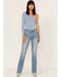 Image #1 - Rock & Roll Denim Women's Light Wash Mid Rise Straight Riding Jeans, Light Wash, hi-res