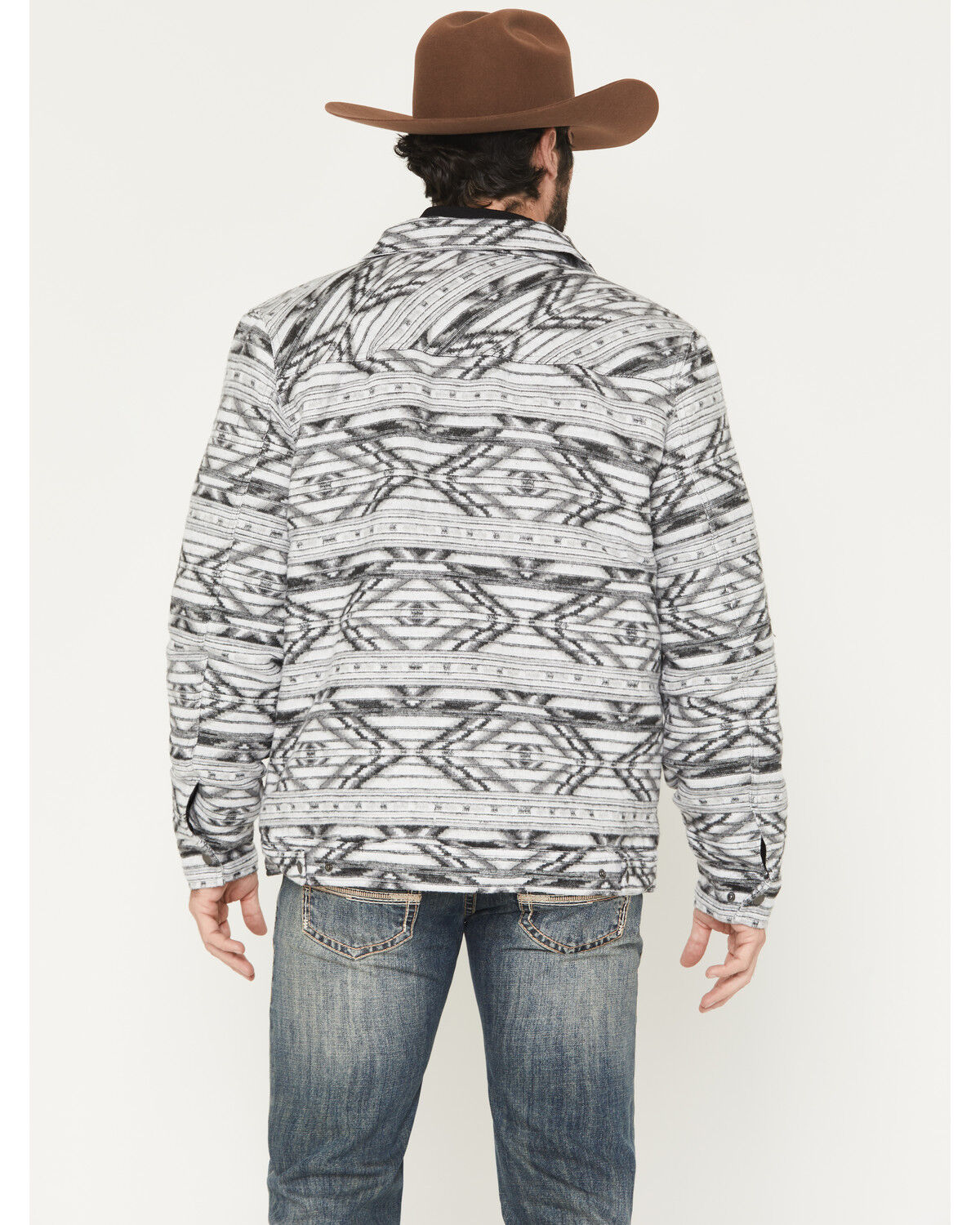 Rock & Roll Denim Men's Southwestern Print Berber Lined Shirt Jacket