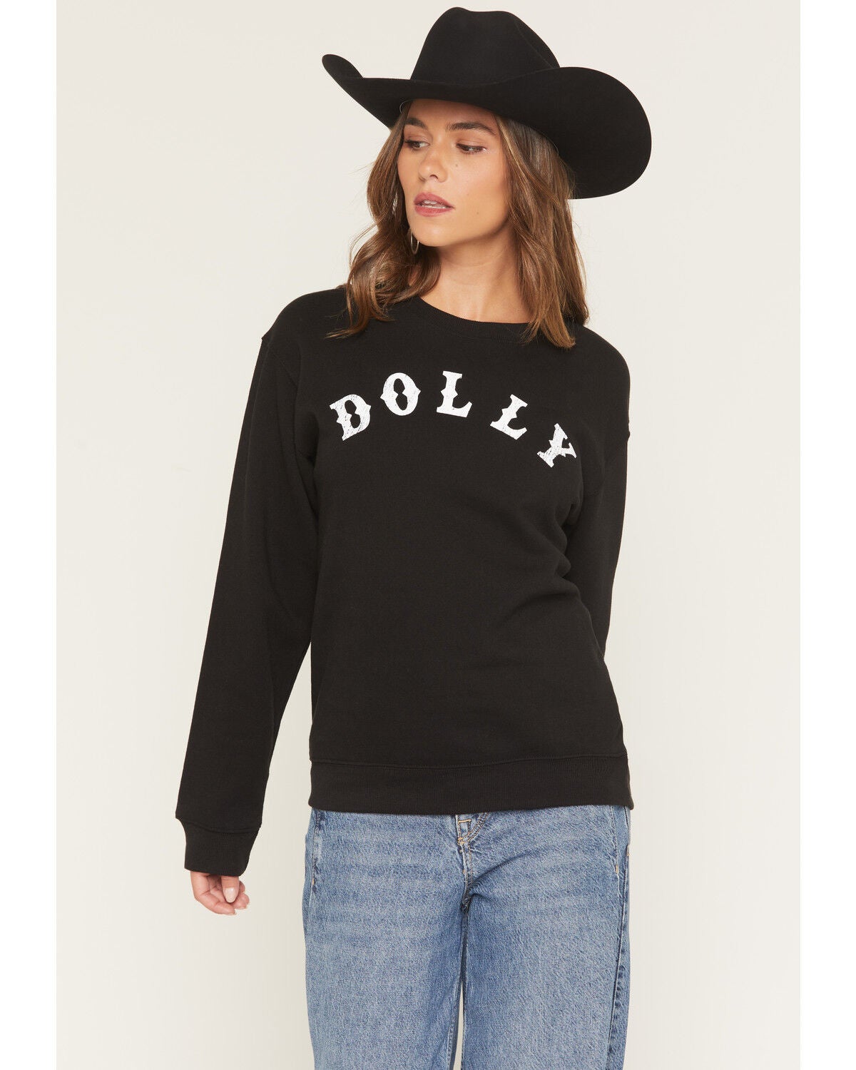 Goodie Two Sleeves Women's Dolly Crew Neck Sweatshirt, Black, hi-res