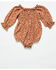 Image #1 - Yura Infant Girls' Floral Print Long Sleeve Onesie, Rust Copper, hi-res