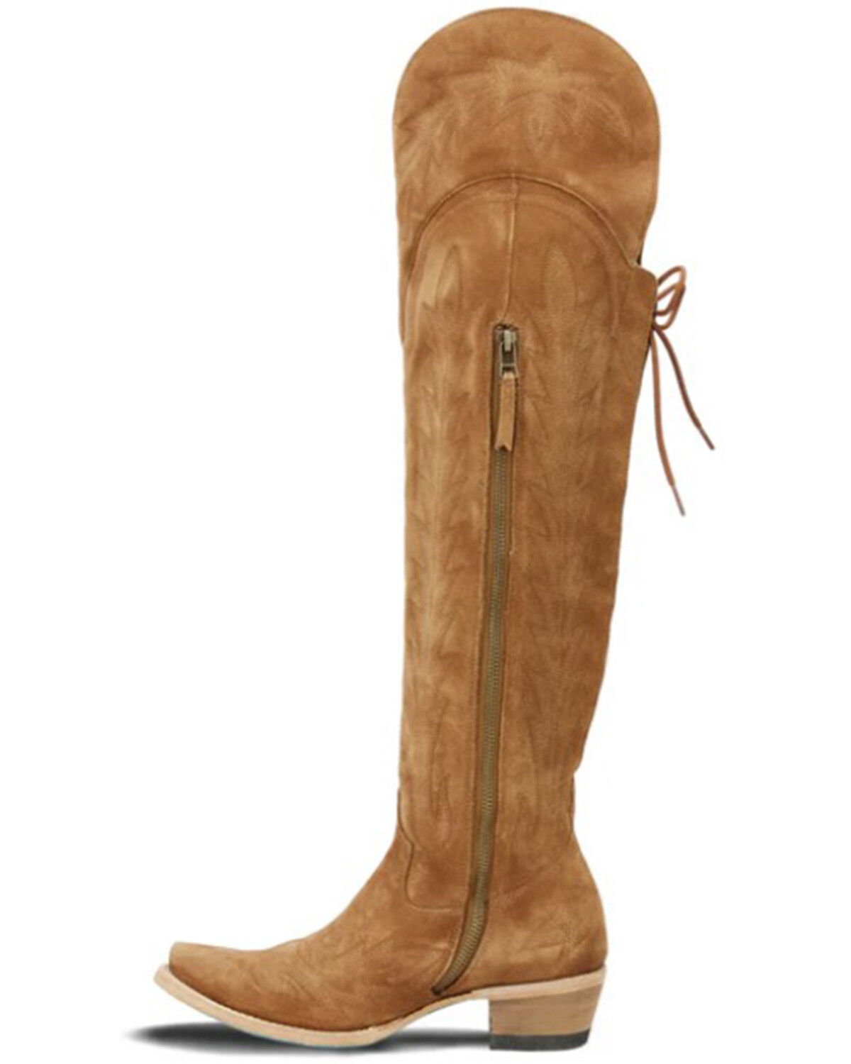 Image #3 - Lane Women's Lexington Suede Over The Corset Western Boots - Snip Toe, Caramel, hi-res