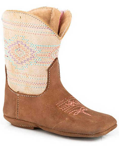 Roper Infant Girls' Southwestern Western Boots - Broad Square Toe, Brown, hi-res