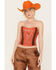 Understated Leather Women's Last Call Western Corset, Orange, hi-res