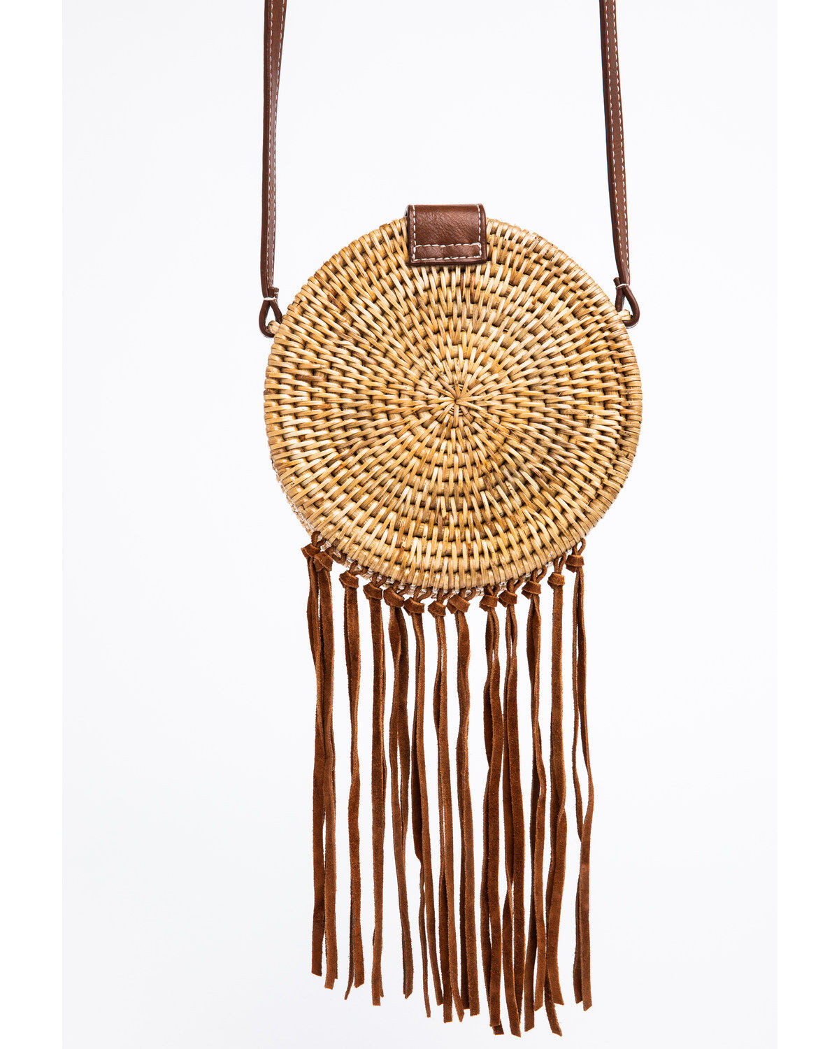Image #3 - Shyanne Women's Circle Basket Weave Crossbody Bag, Brown, hi-res