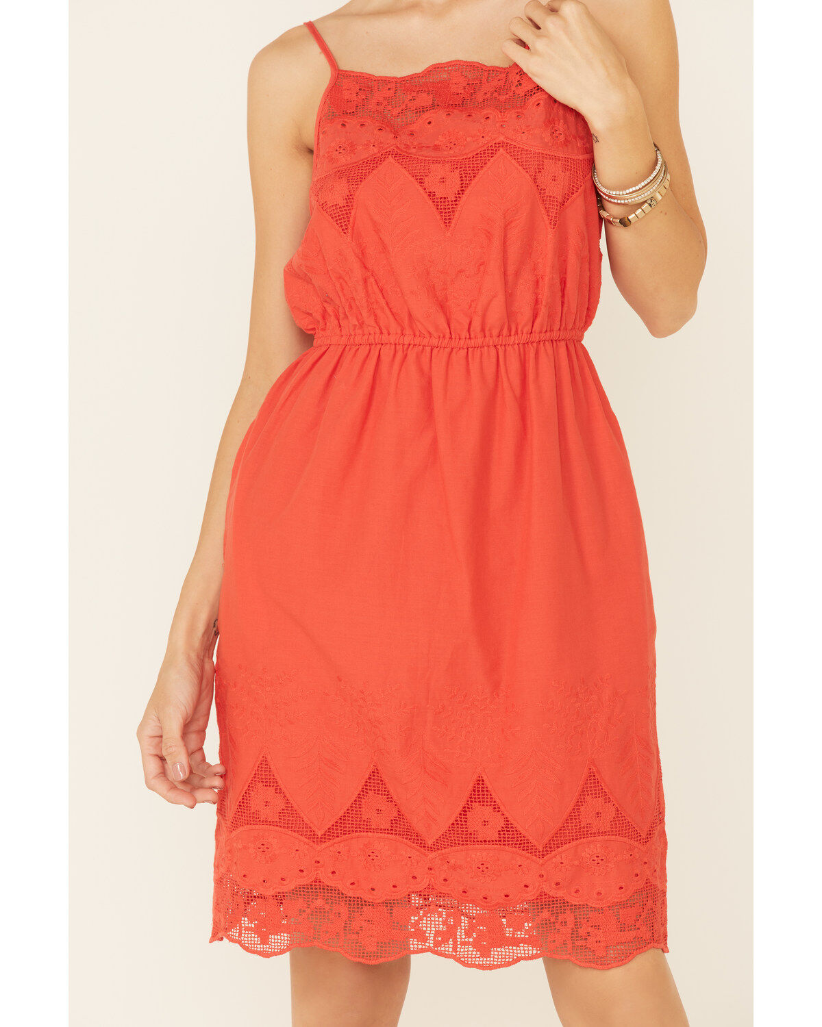 Image #3 - Stetson Women's Eyelet Sleeveless Mini Dress, Red, hi-res
