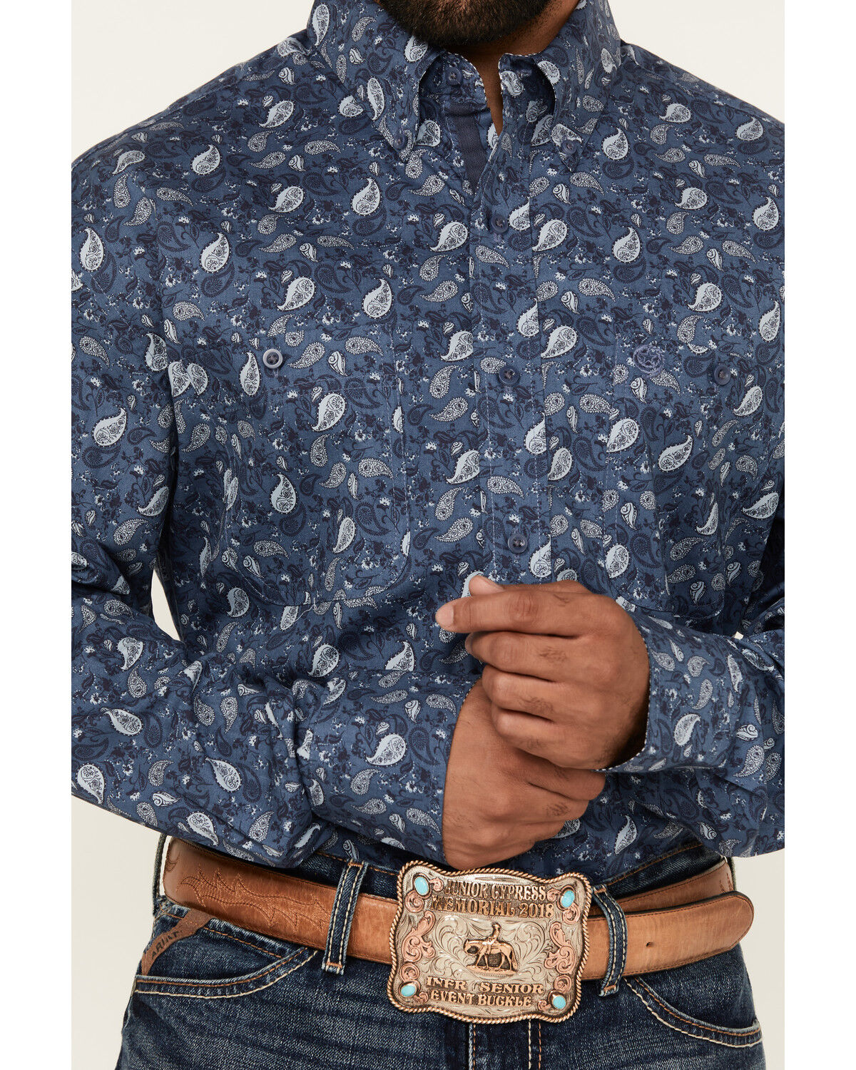 George Strait by Wrangler Men´s Paisley Print Long Sleeve Button-Down Stretch Western Shirt -Big teamlce.in - Image 4