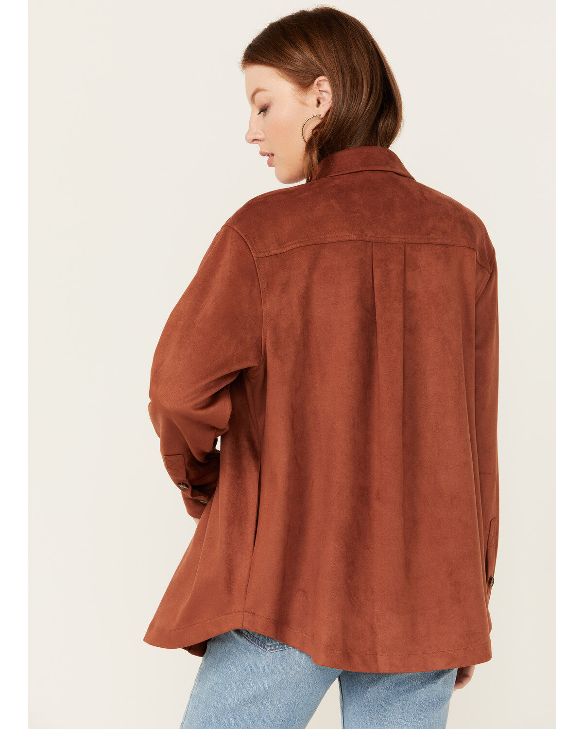Image #4 - Cleo + Wolf Women's Faux Suede Shacket, Rust Copper, hi-res