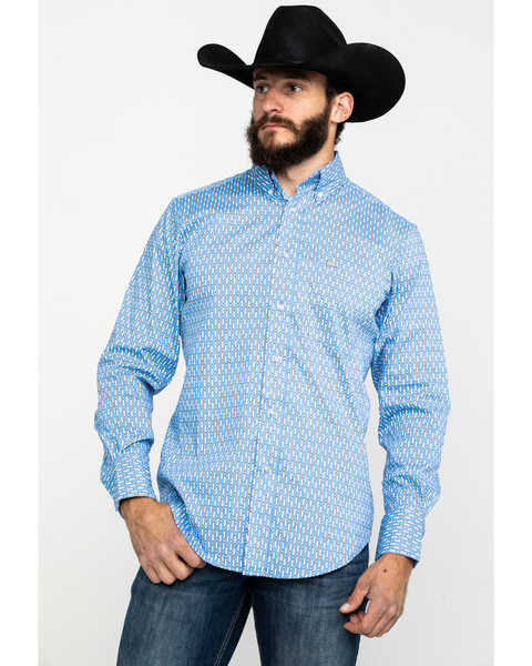 Image #5 - Wrangler 20X Men's Performance Multi Geo Print Long Sleeve Western Shirt , , hi-res