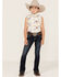 Rock & Roll Denim Girls' Cowboy Horse Print Sleeveless Western Snap Shirt, Turquoise, hi-res