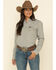 Image #2 - Wrangler Women's Solid Long Sleeve Snap Denim Shirt, Grey, hi-res
