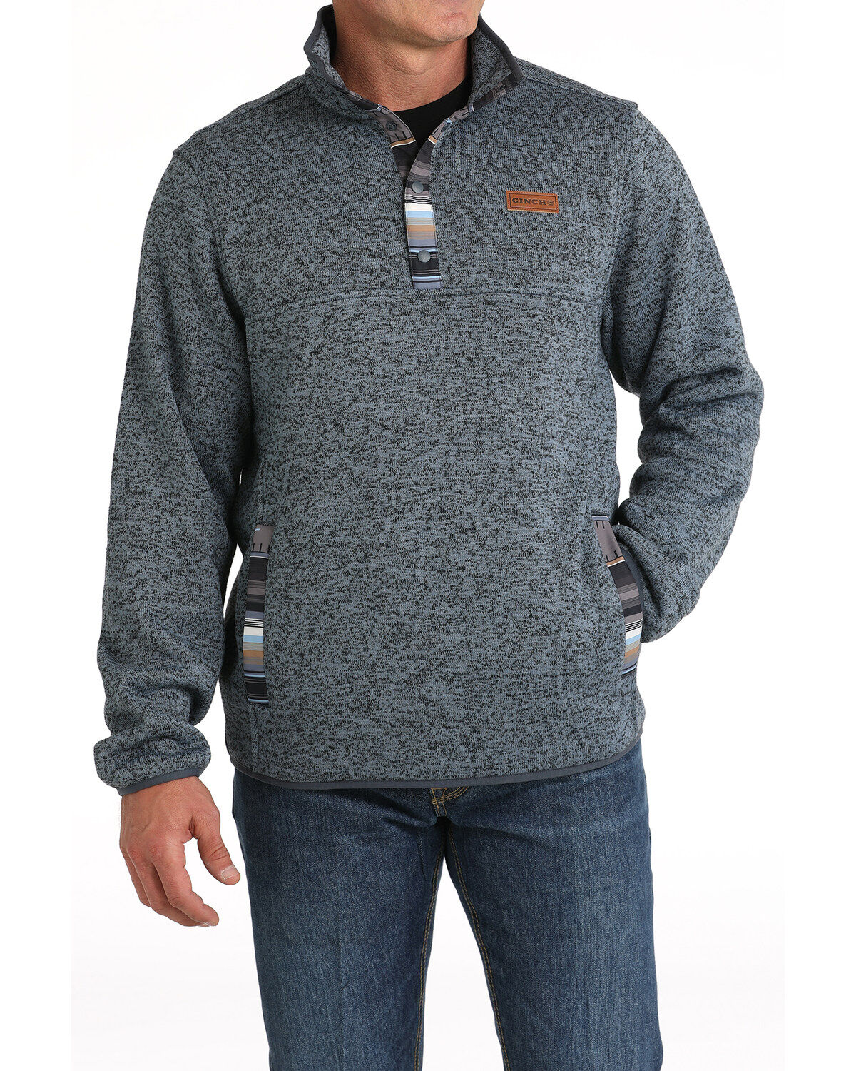 Image #1 - Cinch Men's Solid Quarter Snap Long Sleeve Pullover, Charcoal, hi-res