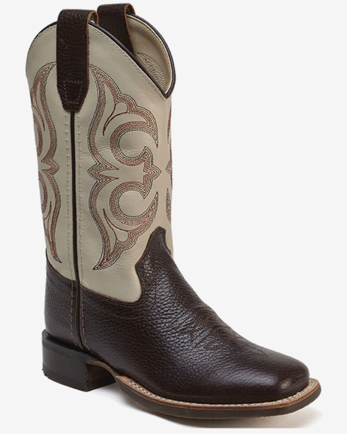 Image #1 - Old West Boys' Thunder Western Boots - Broad Square Toe, Red/brown, hi-res