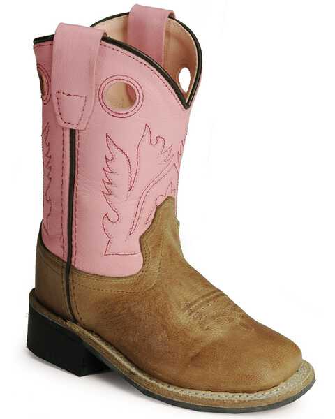 Image #1 - Old West Toddler Girls' Western Boots - Square Toe, , hi-res