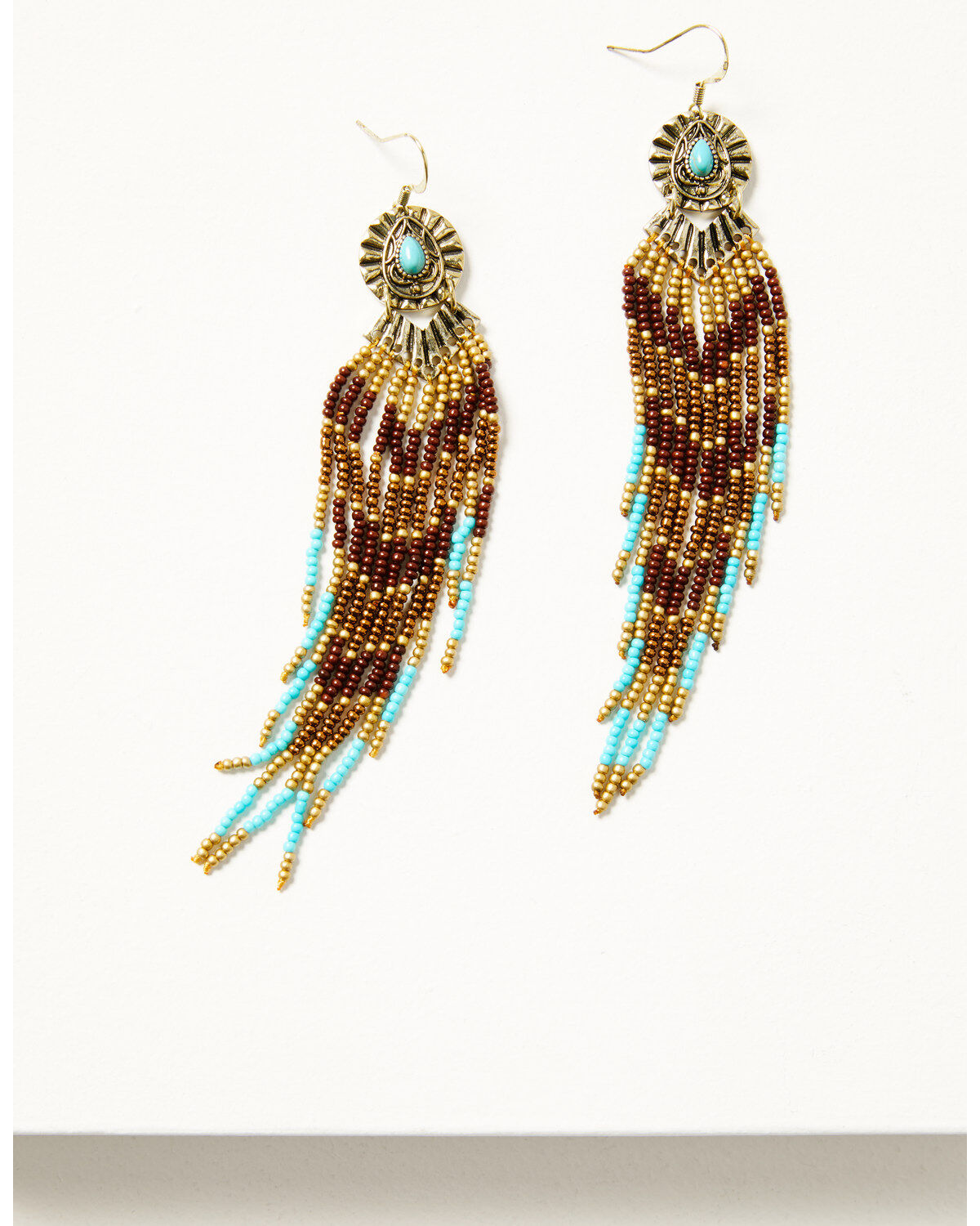 Image #1 - Shyanne Women's Desert Boheme Beaded Tassel Earrings, Gold, hi-res