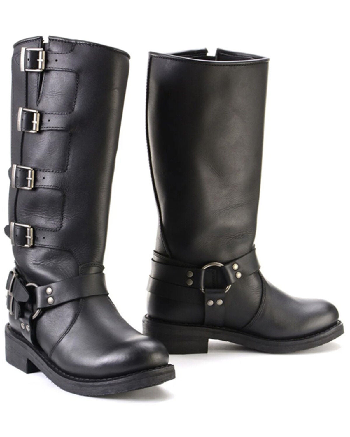 Milwaukee Leather Women's Buckle Detail Tall Motorcycle Boots - Round Toe, Black, hi-res