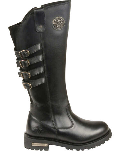 Image #2 - Milwaukee Leather Women's 15" High Rise Leather Riding Boots - Round Toe, Black, hi-res