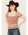 Image #1 - Ash & Violet Women's Floral Peasant Top, Rust Copper, hi-res