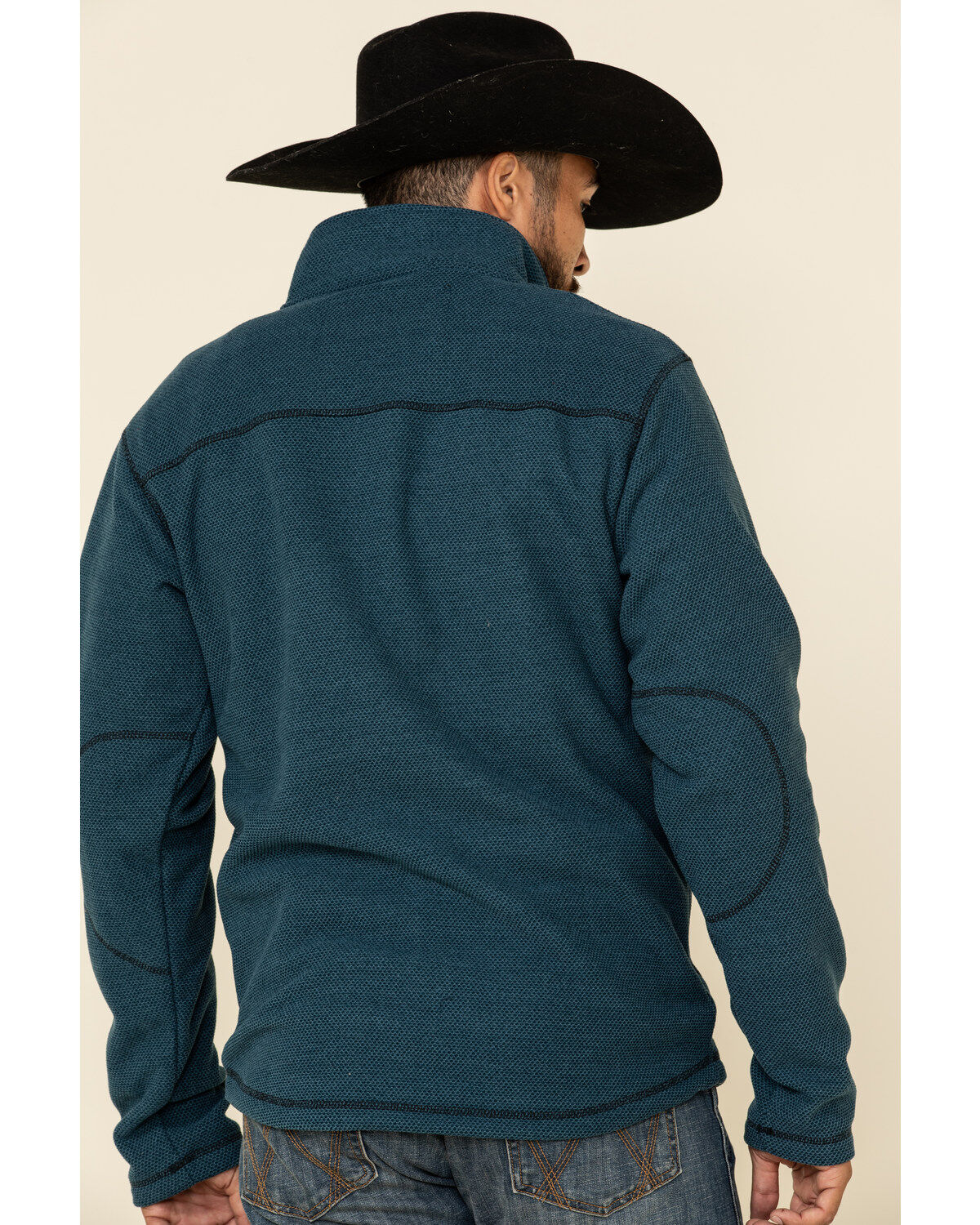 Image #3 - Powder River Outfitters Men's Teal Waffle Melange Knit Zip-Front Jacket, Teal, hi-res