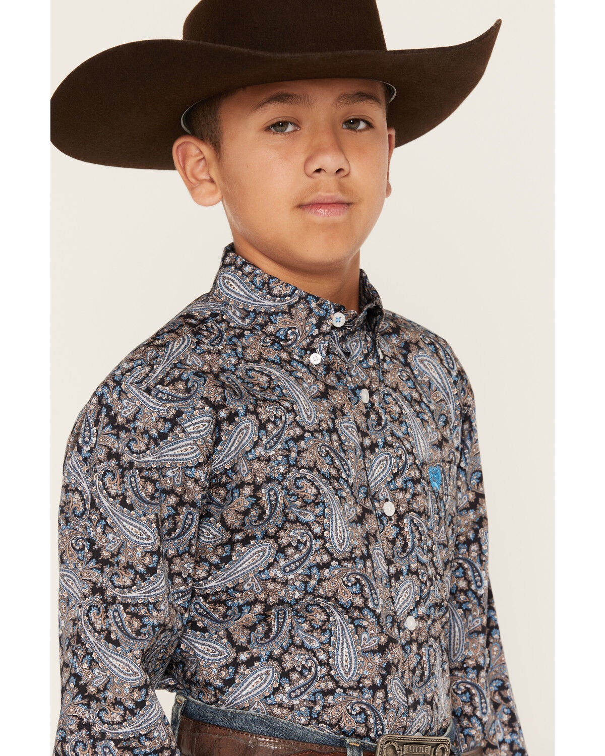 Image #2 - Cinch Boys' Paisley Print Long Sleeve Button-Down Western Shirt, Multi, hi-res
