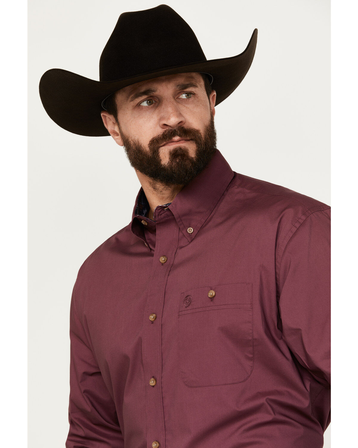 Image #3 - George Strait by Wrangler Men's Solid Long Sleeve Button-Down Western Shirt - Big, , hi-res