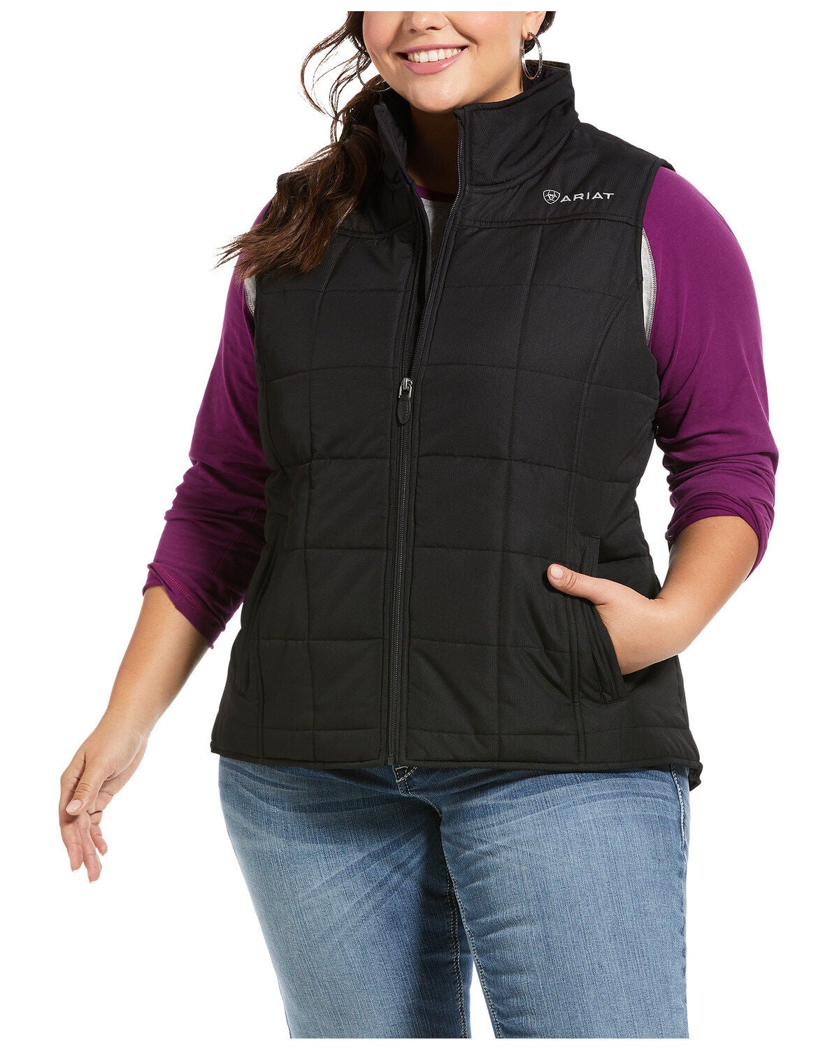 Ariat Women's Crius Insulated Vest - Plus, Black, hi-res