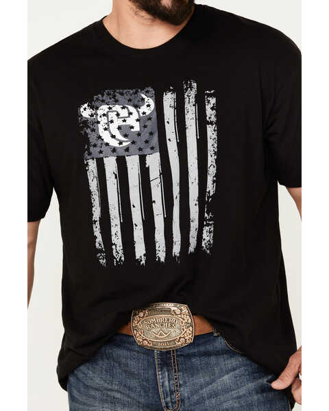 Image #2 - Cowboy Hardware Men's Tonal Flag Short Sleeve Graphic T-Shirt, Black, hi-res