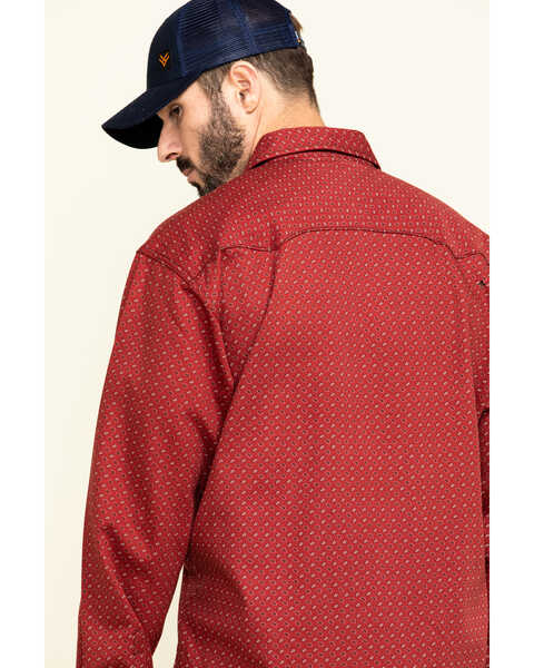 Image #5 - Cinch Men's FR Red Geo Print Long Sleeve Work Shirt , , hi-res