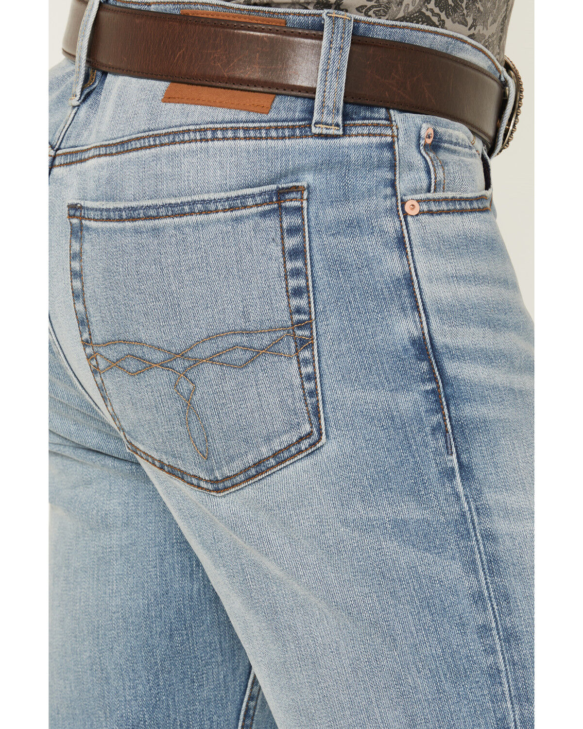 Image #4 - Blue Ranchwear Men's Banner Wash Jethro Slim Bootcut Stretch Denim Jeans, Medium Wash, hi-res