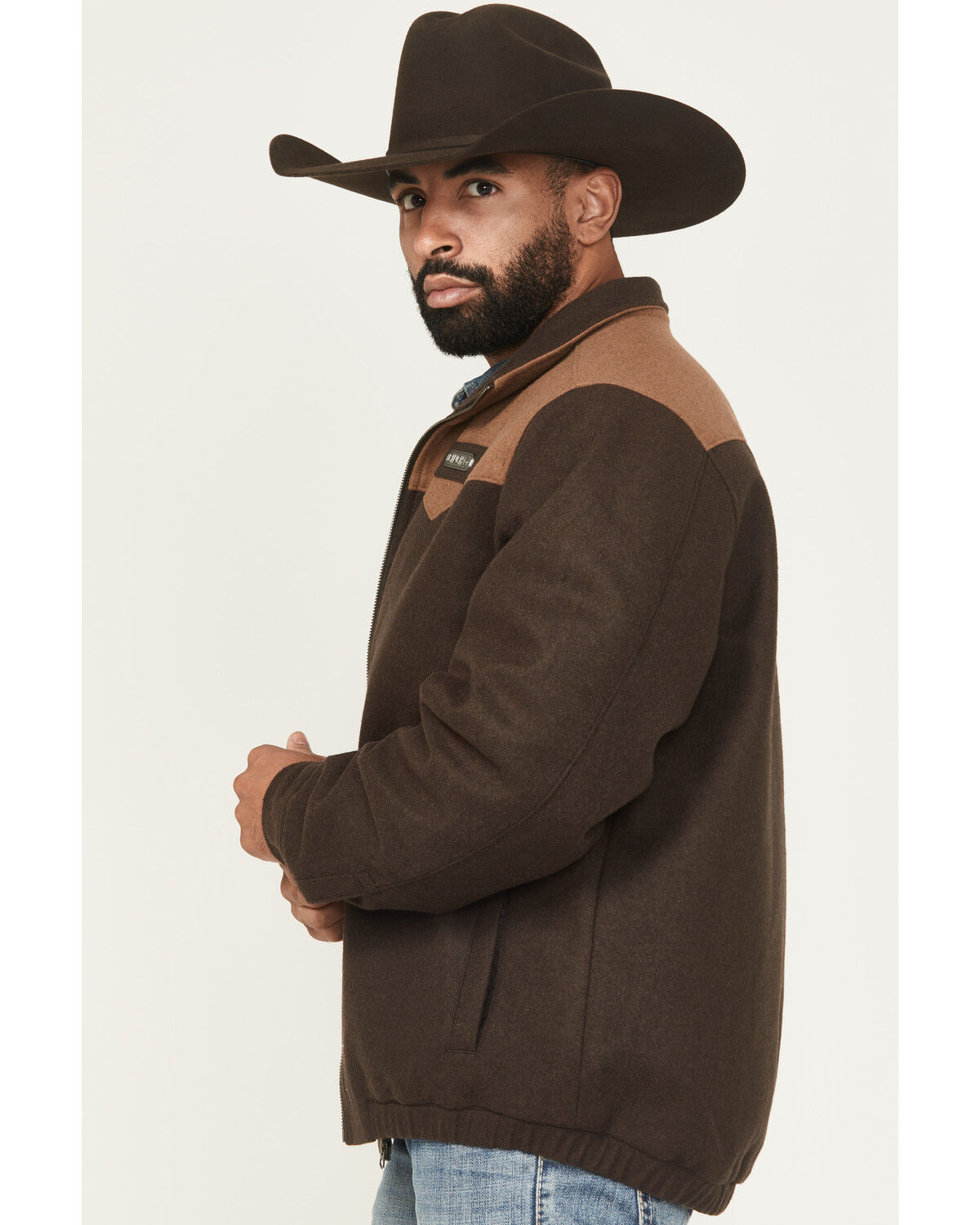 Image #2 - Cinch Men's Wooly Zip-Up Jacket, Brown, hi-res