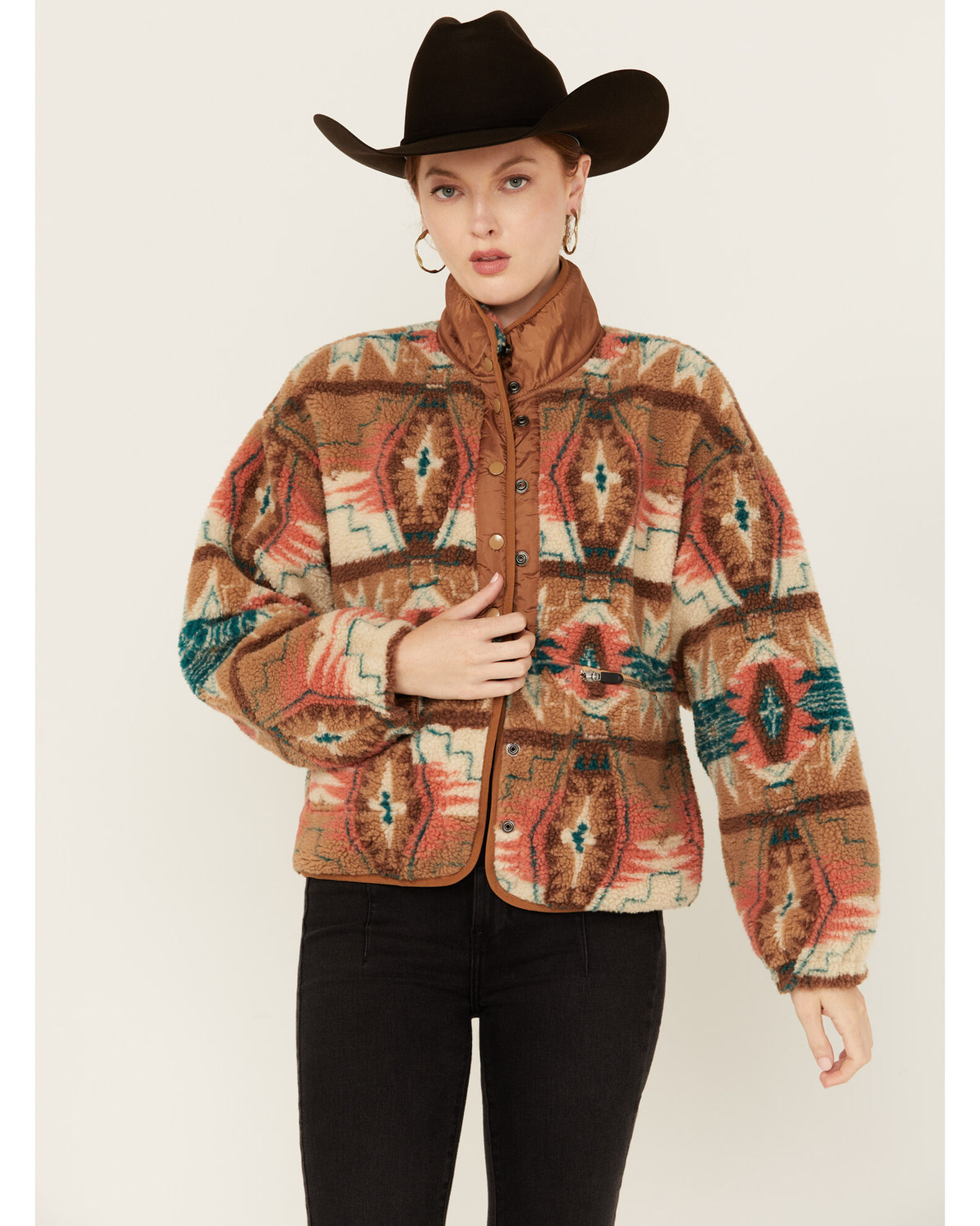 Panhandle Women's Southwestern Print Sherpa Jacket