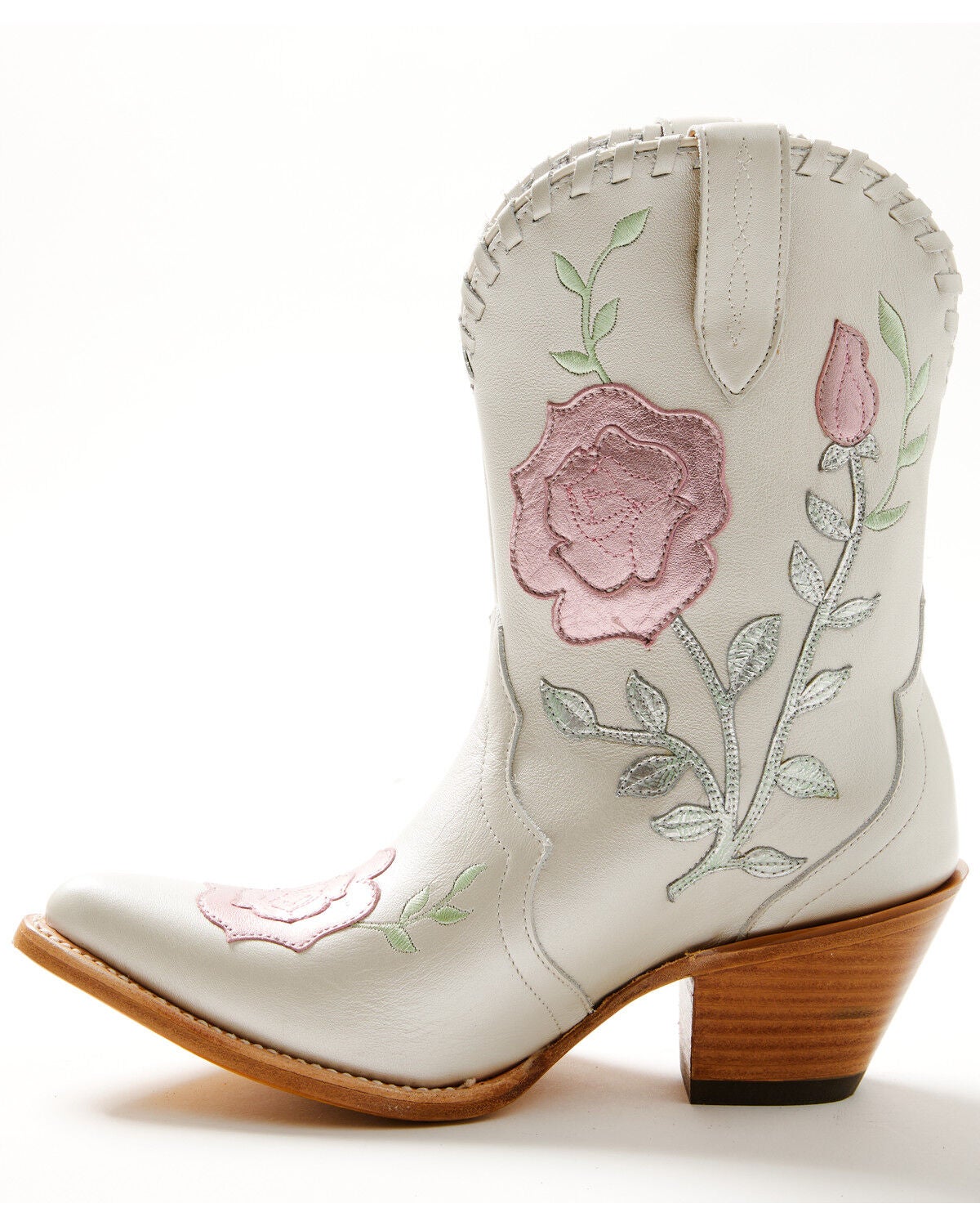 Image #3 - Ariat Women's Arrosa Overlay Metallic Short Western Boots - Round Toe, Ivory, hi-res