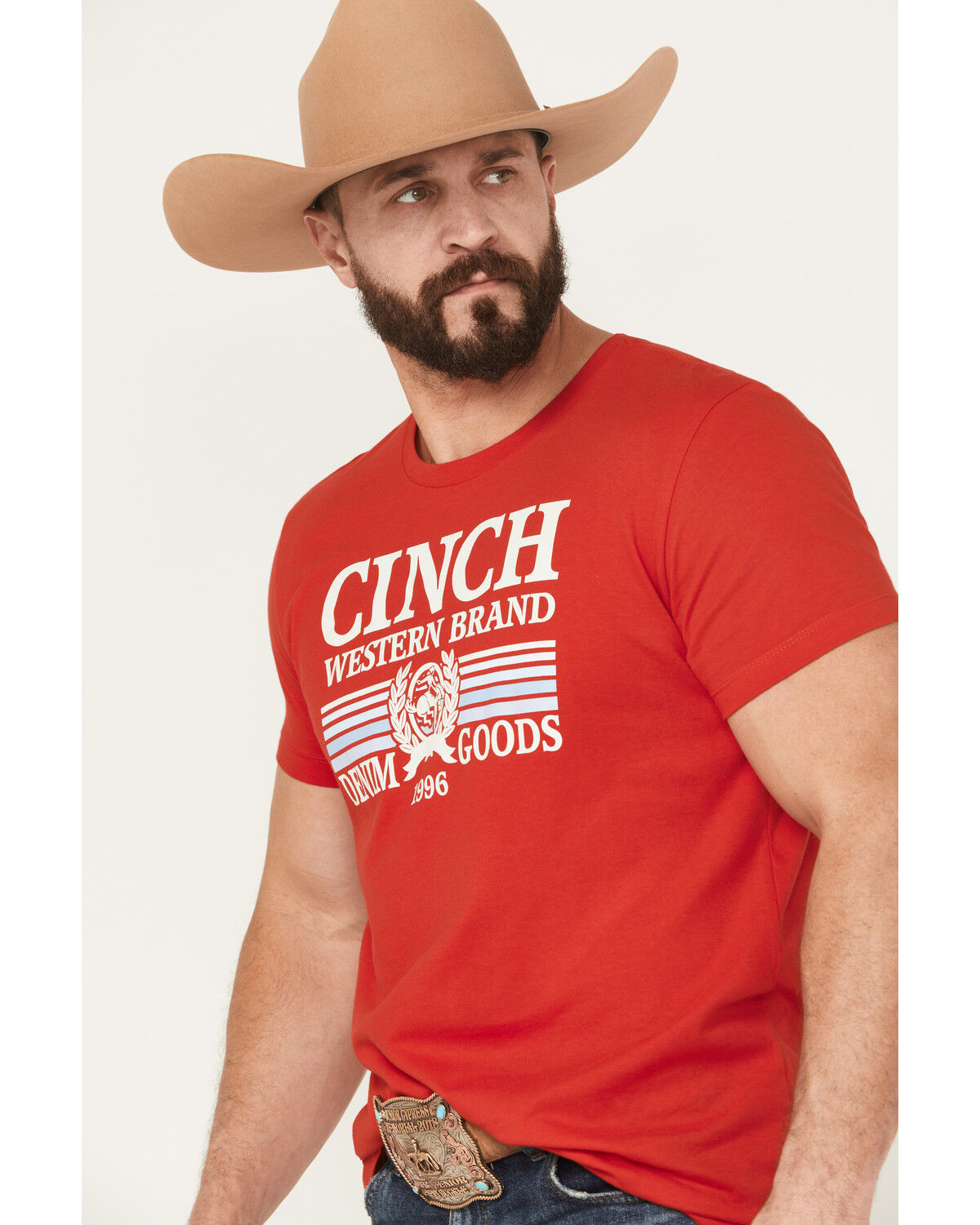 Image #2 - Cinch Men's Logo Short Sleeve Graphic T-Shirt, Red, hi-res