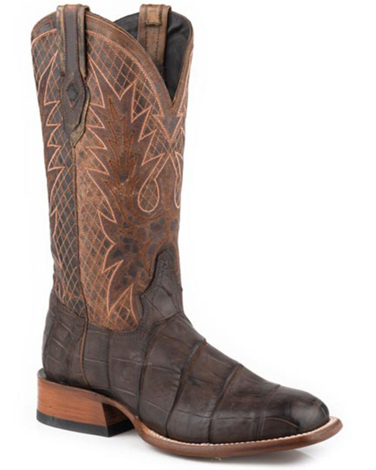 Stetson Men's Exotic Alligator Western Boots - Broad Square Toe, Brown, hi-res