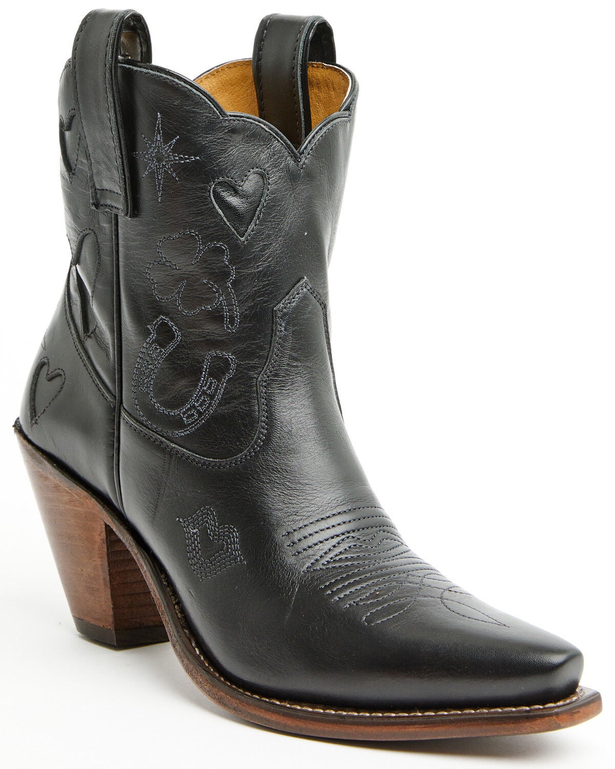 Besita Boots Women's The Lucky Inlay Western Booties - Snip Toe, Black, hi-res