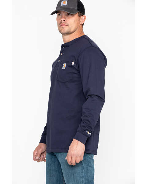 Image #3 - Carhartt Men's FR Henley Long Sleeve Work Shirt, Navy, hi-res