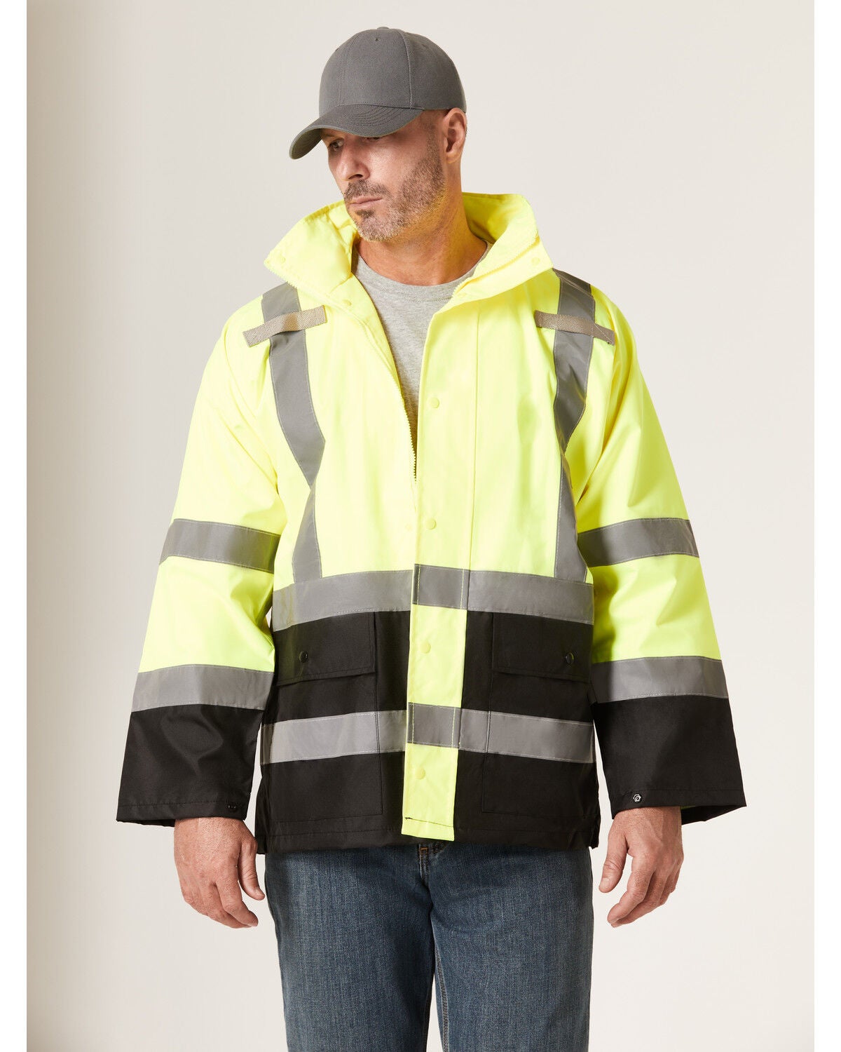 Utility Pro Men's HiVis Waterproof Rain Jacket, Yellow, hi-res