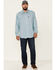 Cinch Men's FR Geo Print Lightweight Long Sleeve Work Shirt , Light Blue, hi-res