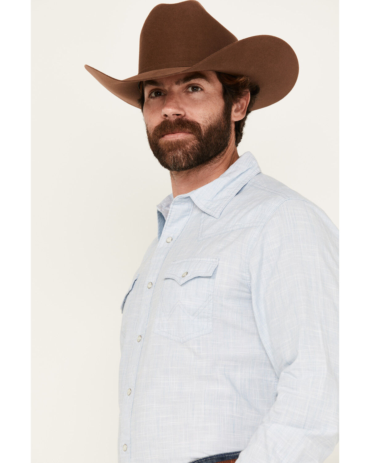 Image #2 - Wrangler Retro Men's Retro Solid Long Sleeve Snap Western Shirt, Light Blue, hi-res