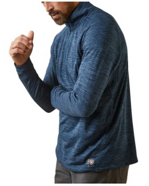 Ariat Men's Rebar Gridwork Baselayer 1/4 Zip Long Sleeve T-Shirt, Blue, hi-res