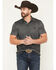 Image #1 - Cowboy Hardware Men's Geo Print Short Sleeve Snap Polo, Black, hi-res