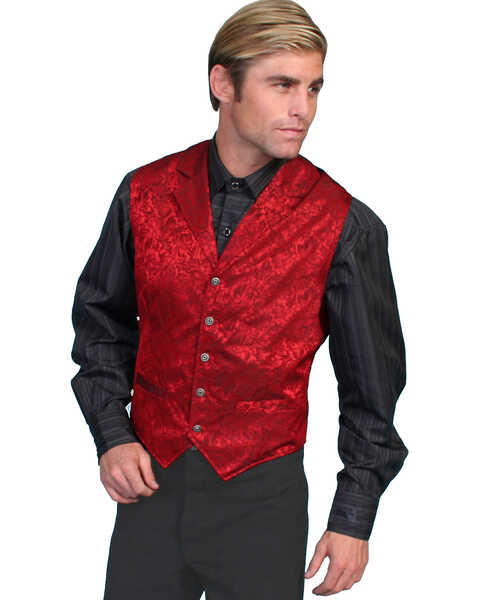 Image #1 - Scully Men's Silk Vest, Red, hi-res