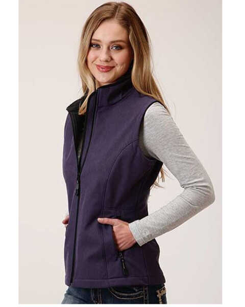 Image #1 - Roper Women's Purple Softshell Bonded Fleece Lined Vest, , hi-res