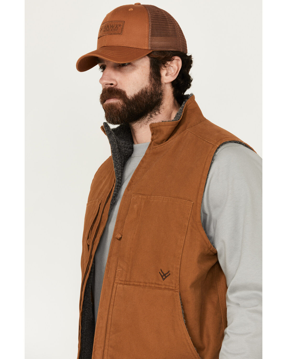Image #2 - Hawx Men's Browder Weathered Duck Work Vest, Rust Copper, hi-res
